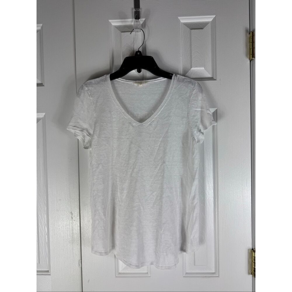 Eileen Fisher Womens White Linen Blouse Size PL